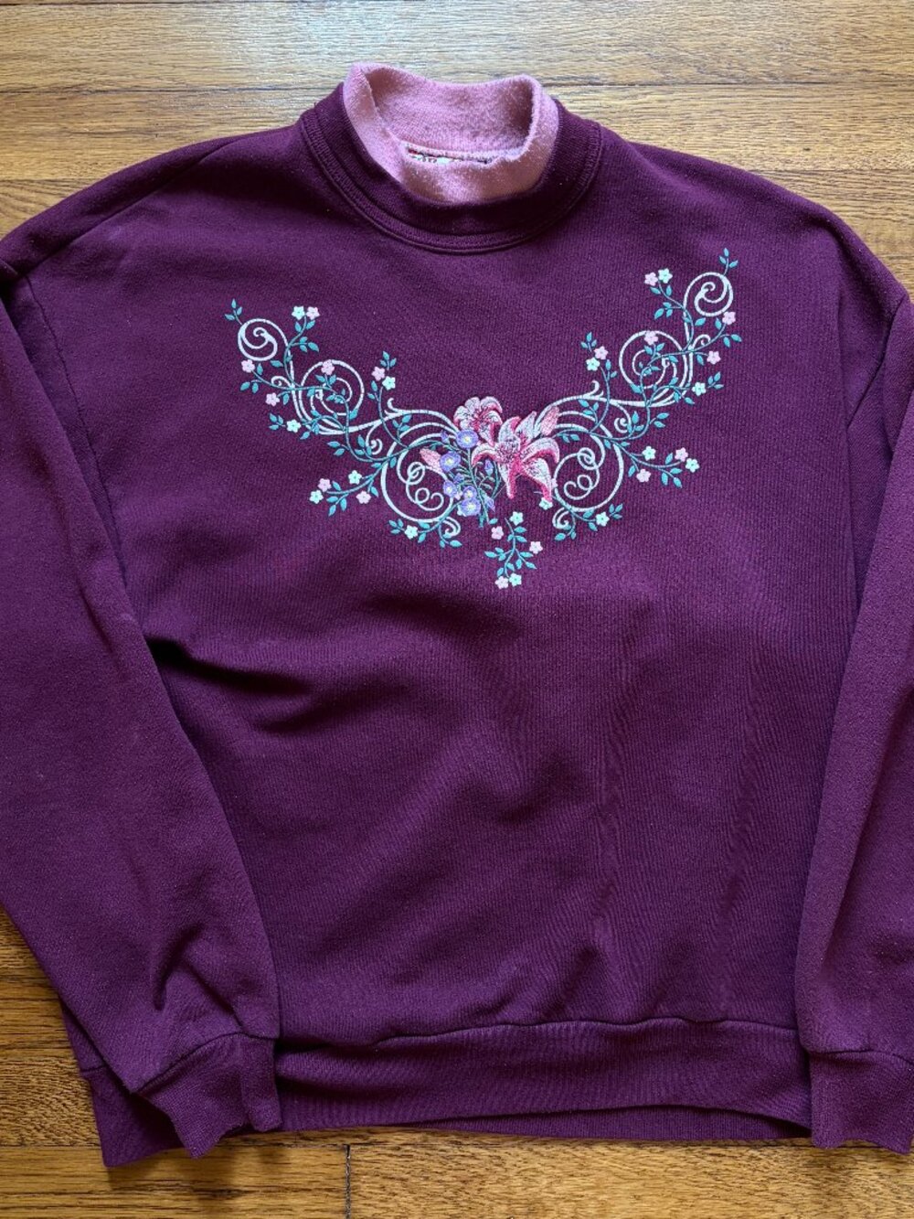 Vintage Womens Large Purple Granny Core Floral Sweater